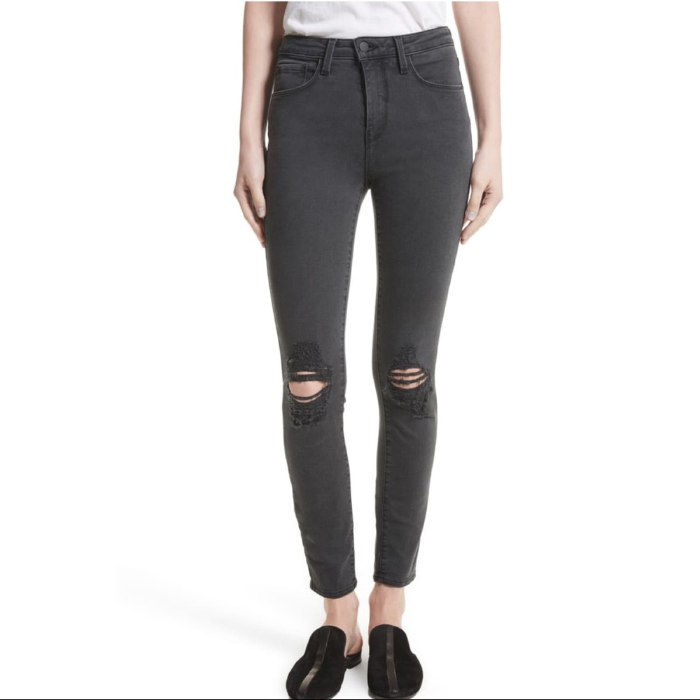 L’AGENCE Margot Ripped High Waist Skinny Jeans